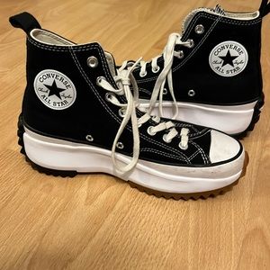 Black high top platform converse